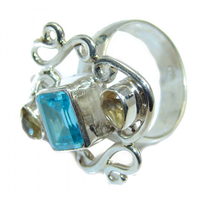 Fabulous Blue Swiss Topaz Sterling Silver ring s. 8