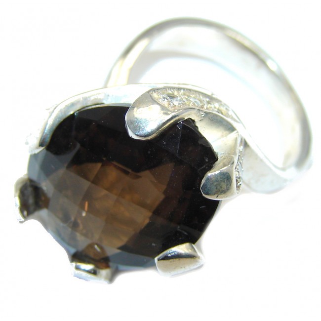 Perfect Brown Smoky Topaz Sterling Silver ring s. 6 3/4