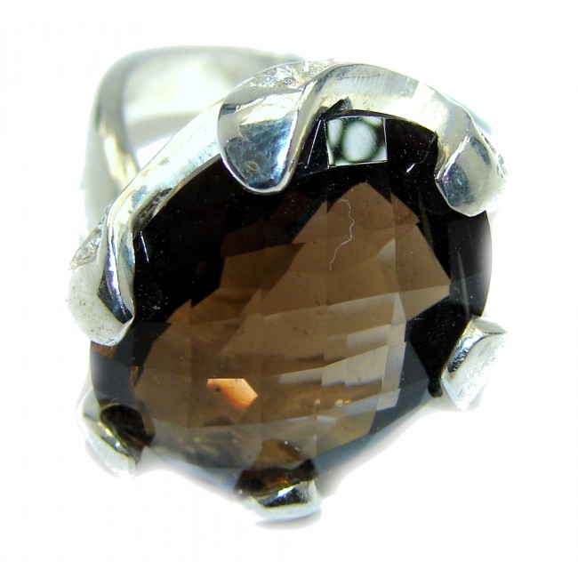 Perfect Brown Smoky Topaz Sterling Silver ring s. 6 3/4