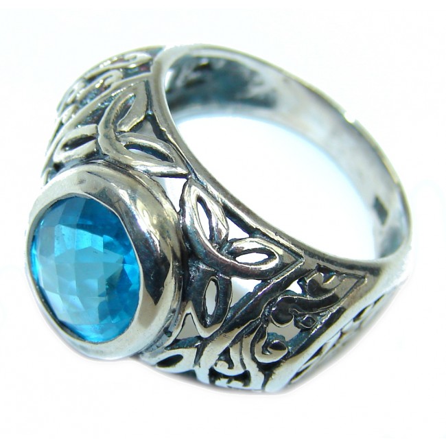 Fabulous Blue Swiss Topaz Sterling Silver ring s. 6