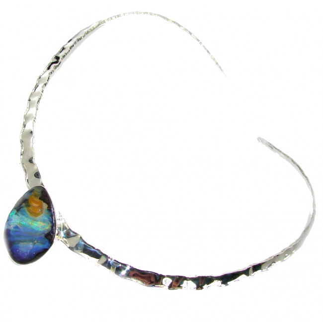 Perfect Storm Unique Boulder Opal Sterling Silver handcrafted necklace- chocker