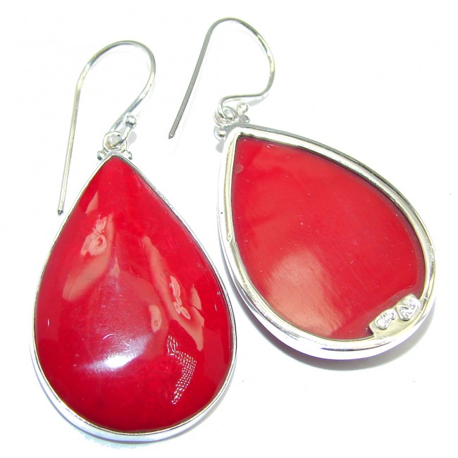 Deep Love Red Fossilized Coral Sterling Silver earrings