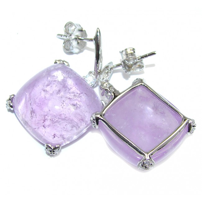 Chunky Perfect Genuine Amethyst Sterling Silver earrings