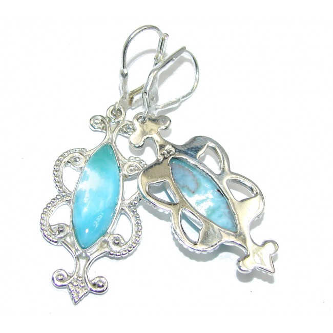 Long Trully Beautiful Blue Larimar Sterling Silver earrings