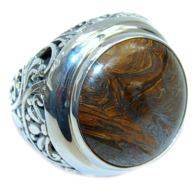 Totally Oversized AAA Iron Tigers Eye Sterling Silver ring s. 9