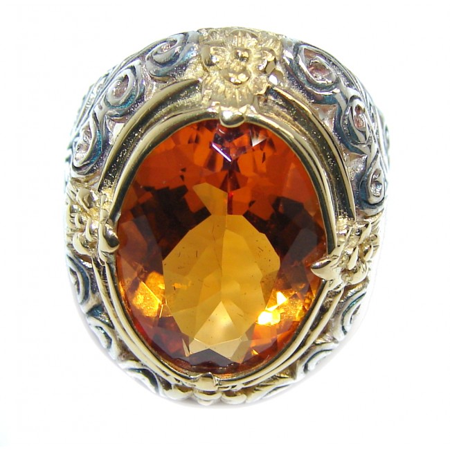 Pure Energy Golden Topaz Two Tones Sterling Silver Ring s. 7