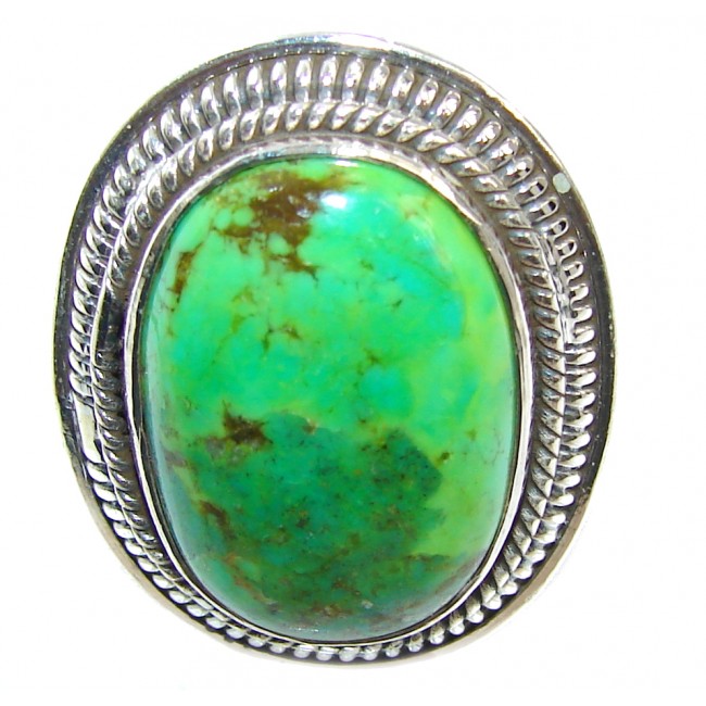 Simple Green Turquoise Sterling Silver Ring s. 10