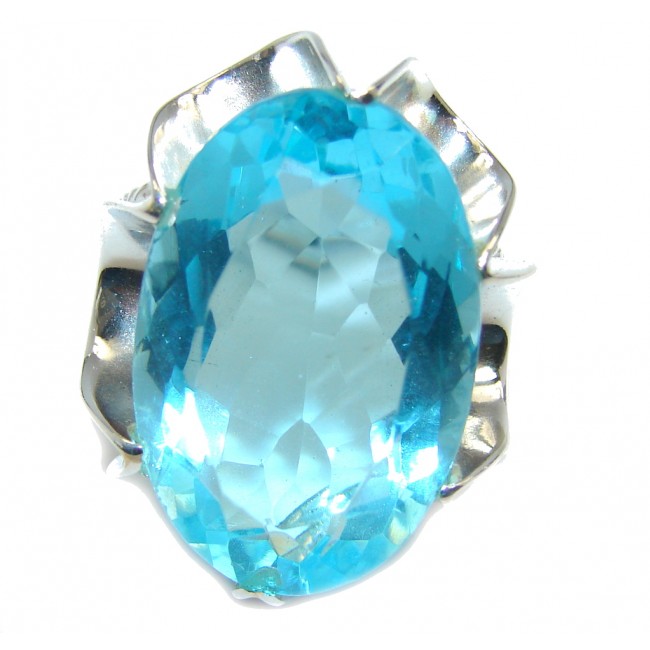 Heavenly Blue Quartz Sterling Silver Ring s. 6 1/2