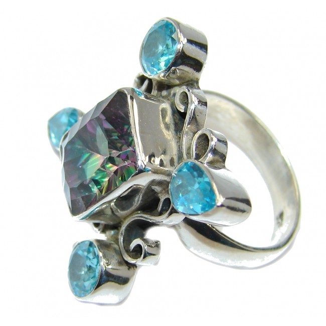 Exotic Rainbow Magic Topaz Sterling Silver Ring s. 9