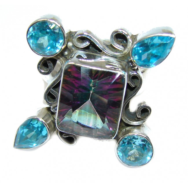 Exotic Rainbow Magic Topaz Sterling Silver Ring s. 9