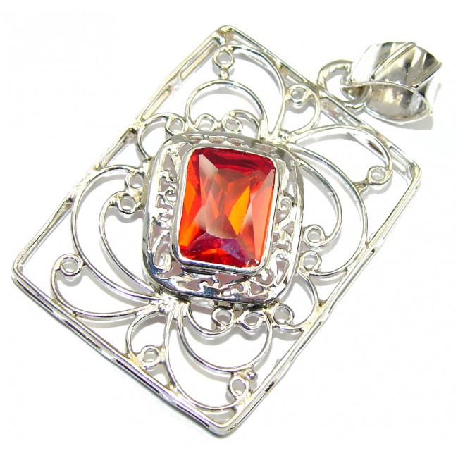 Modern Concept Red Cubic Zirconia Sterling Silver Pendant