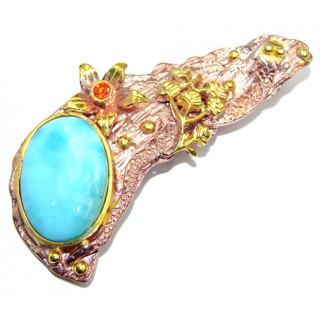 Timeless Tree AAA Blue Larimar Gold plated over Sterling Silver Pendant