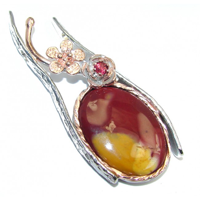 Fancy AAA Natural Australian Mookaite Gold plated over Sterling Silver Pendant