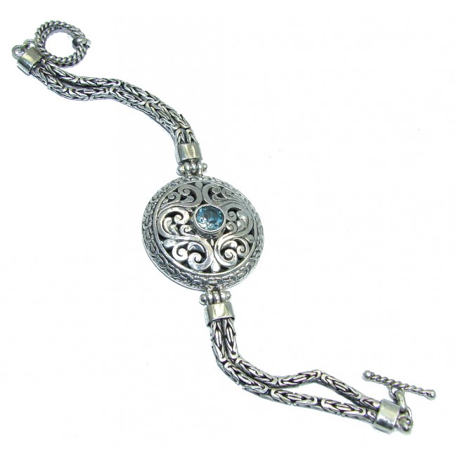 Solid AAA Swiss Blue Topaz Sterling Silver handcrafted Bracelet