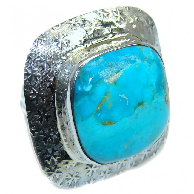 Huge Slepping Beauty Turquoise Sterling Silver Ring s. 8 1/4