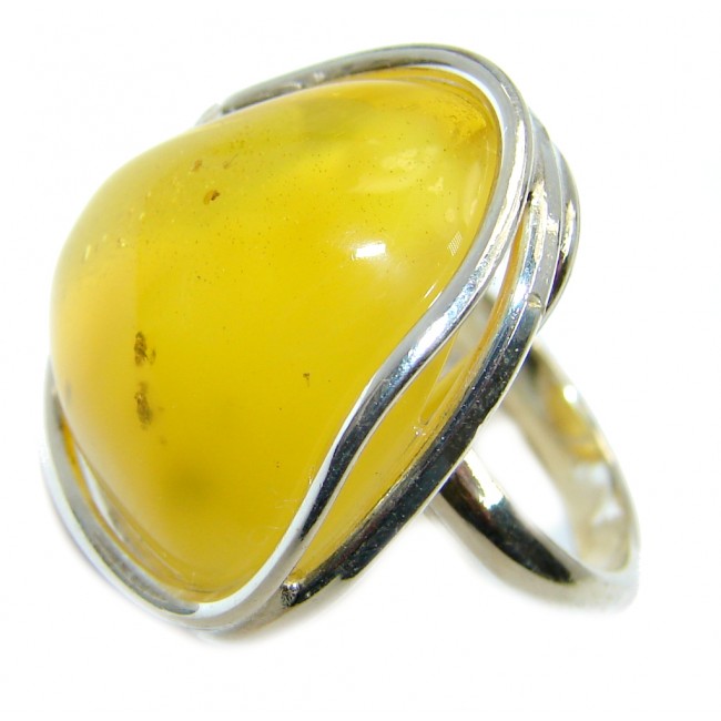 Genuine Butterscotch AAA Baltic Polish Amber Sterling Silver Ring s. 5