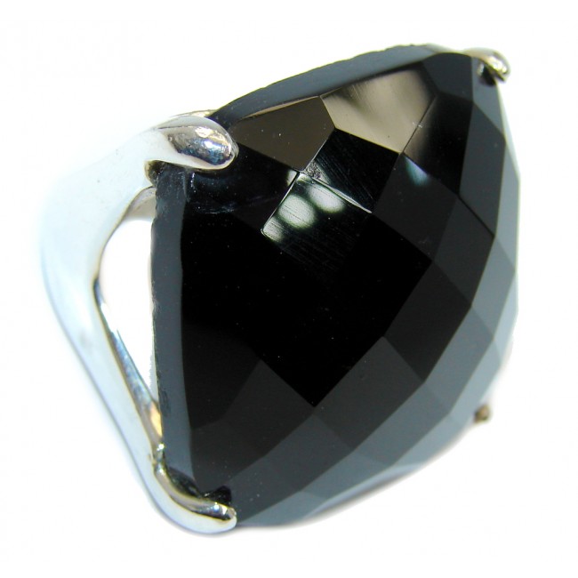 Amazing Bali Made AAA Black Onyx Sterling Silver ring s. 8