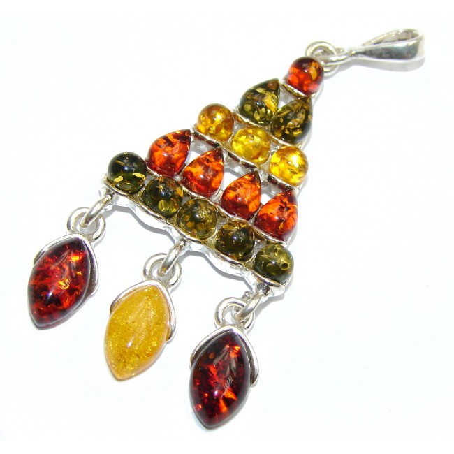 Genuine AAA Baltic Polish Amber Sterling Silver Pendant
