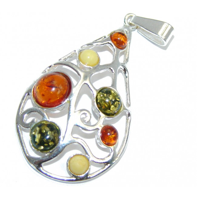 Perfect Fiesta Baltic Amber Sterling Silver Pendant