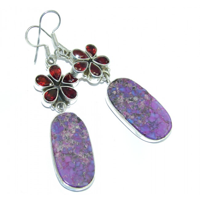 Perfect Purple Turquoise Garnet Sterling Silver earrings