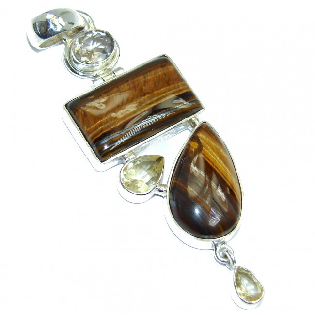 Awesome Golden Tigers Eye Citrine Sterling Silver Pendant