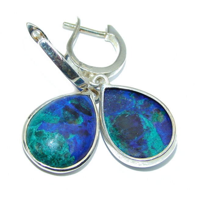 Fabulous Parrot's Wing Chrysocolla Sterling Silver earrings