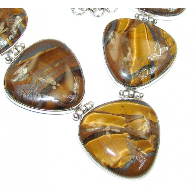 Perfect Gift AAA Golden Tigers Eye Sterling Silver Necklace