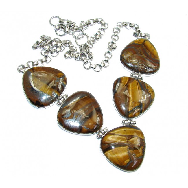 Perfect Gift AAA Golden Tigers Eye Sterling Silver Necklace