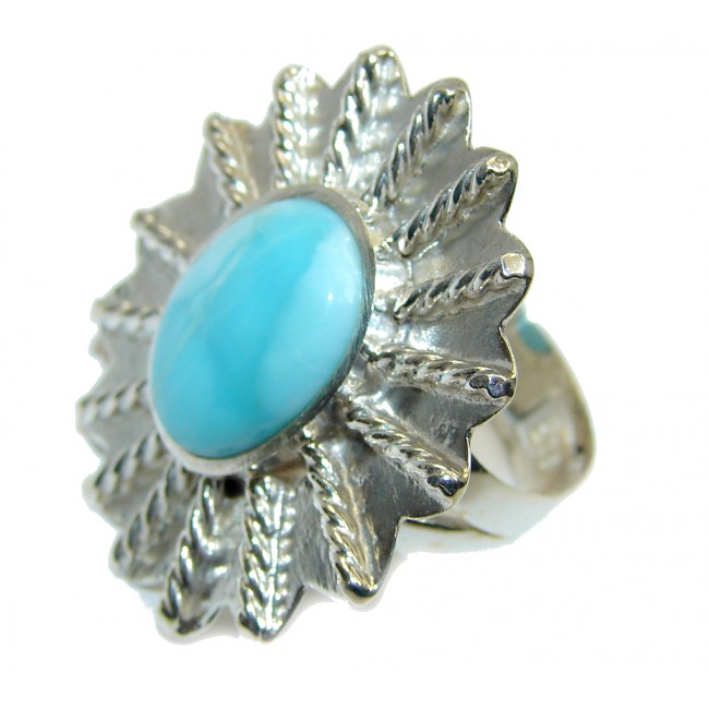 Amazing AAA quality Blue Larimar Sterling Silver Ring size 8