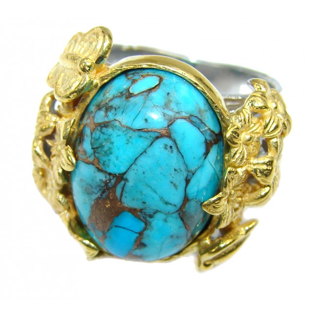 Amazing AAA Genuine Copper vains in Turquoise Two Tones Sterling Silver ring s. 7