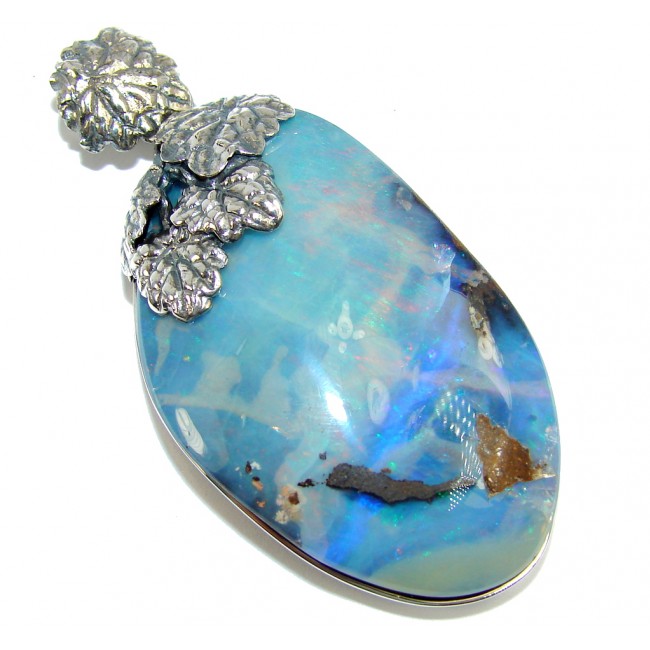 Beautiful Natural Australian Boulder Opal Sterling Silver Pendant