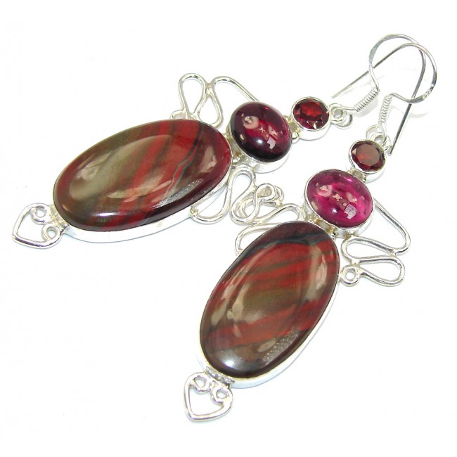 Handcrafted Red Jasper Sterling Silver earrings