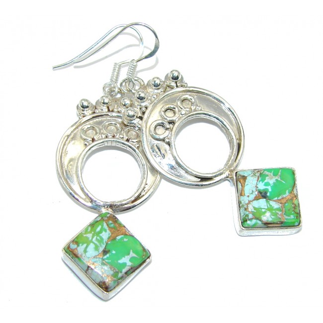 Just Perfect AAA Green Turquoise Sterling Silver earrings