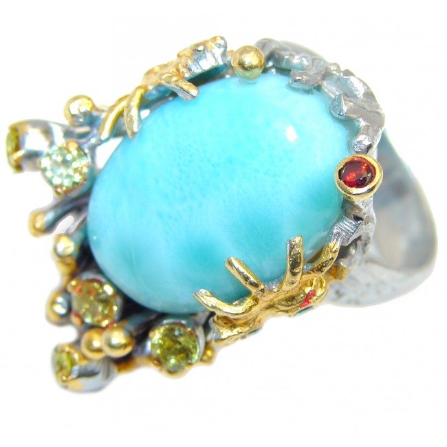 Under the Sea Blue Larimar Gold plated over Sterling Silver Ring size 7