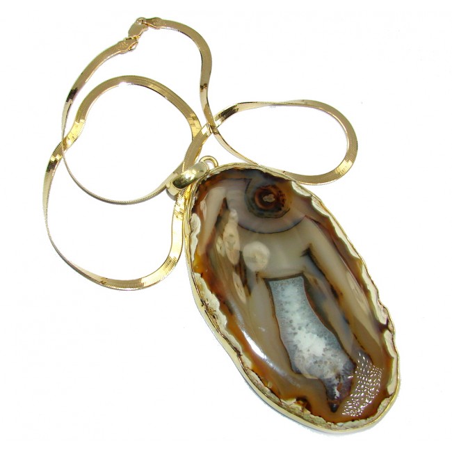 Aura Of Beauty Natural Agate Gold plated over Sterling Silver necklace