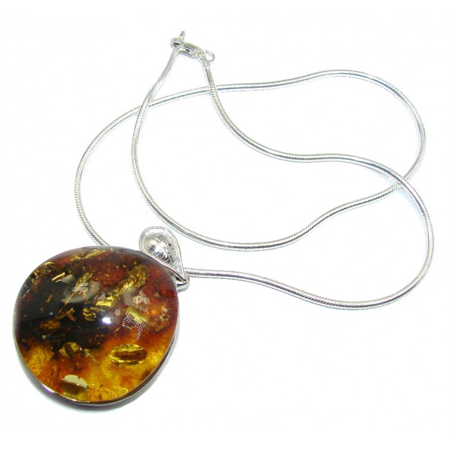 Romantic Design Baltic Polish Amber Sterling Silver necklace