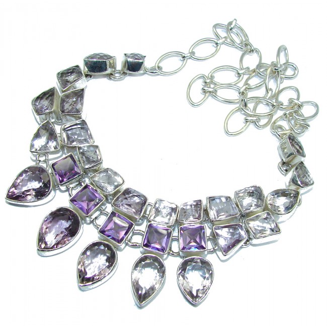 Amazing Genuine Pink Amethyst Sterling Silver Necklace