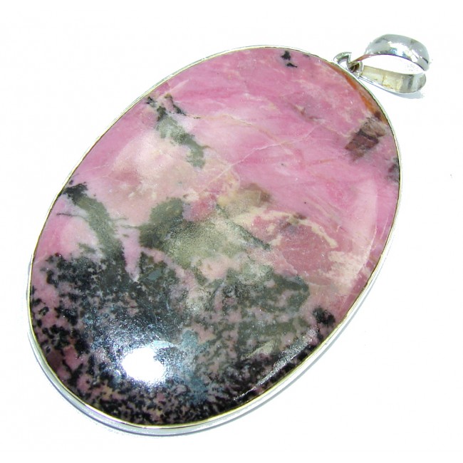 Large AAA Amazing Pink Rhodonite Sterling Silver Pendant