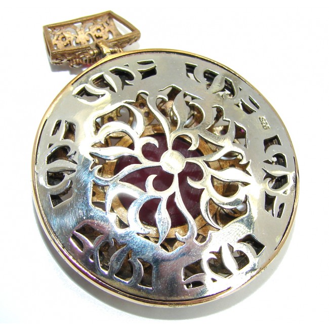Perfect created Pink Ruby & White Topaz Copper over Sterling Silver Pendant