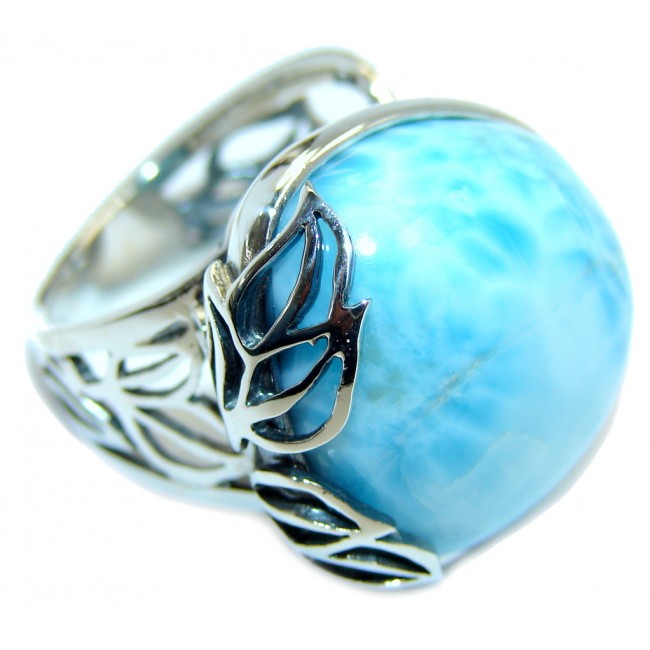 Amazing AAA quality Blue Larimar Sterling Silver Ring size adjustable
