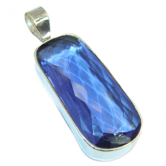 Simple Beauty created London Blue Topaz Sterling Silver Pendant