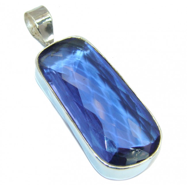 Simple Beauty created London Blue Topaz Sterling Silver Pendant