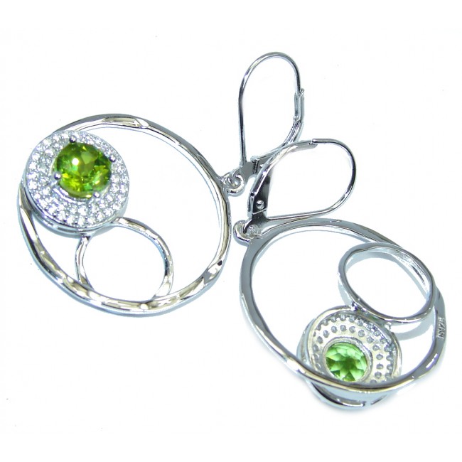 Beautiful Green Peridot & White Topaz Sterling Silver earrings
