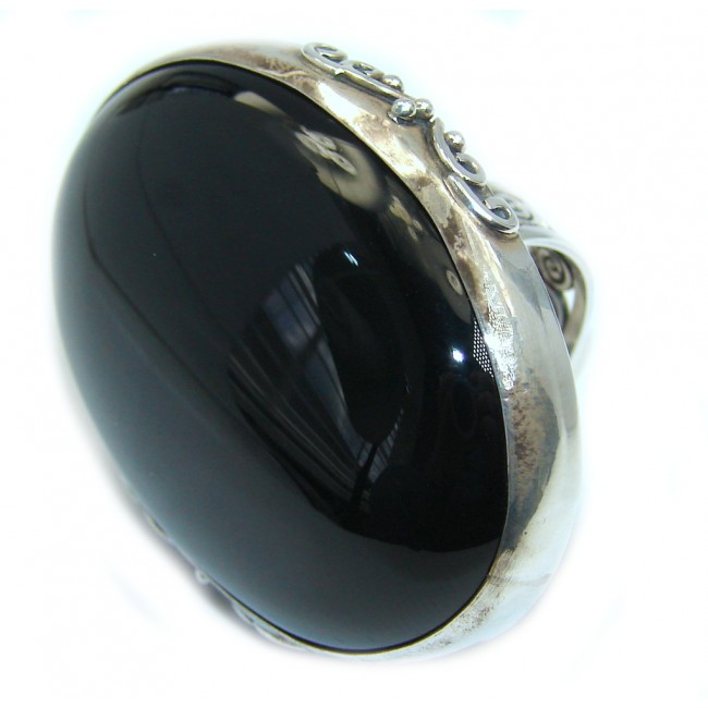 Large! Amazing AAA Black Onyx Sterling Silver ring s. 6