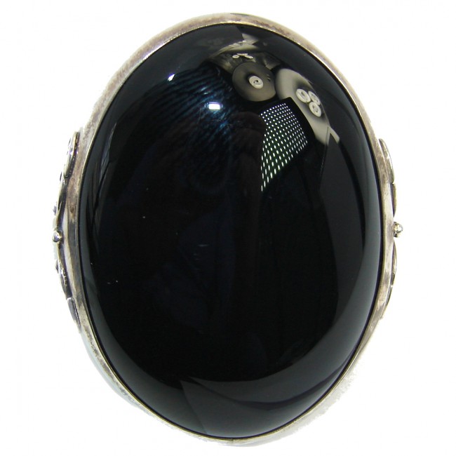 Large! Amazing AAA Black Onyx Sterling Silver ring s. 6