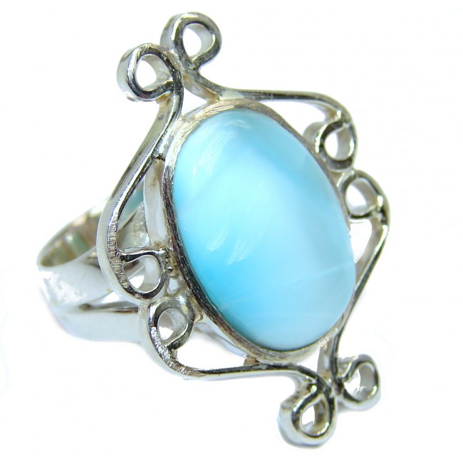 Huge Amazing AAA quality Blue Larimar Sterling Silver Ring size 6 3/4