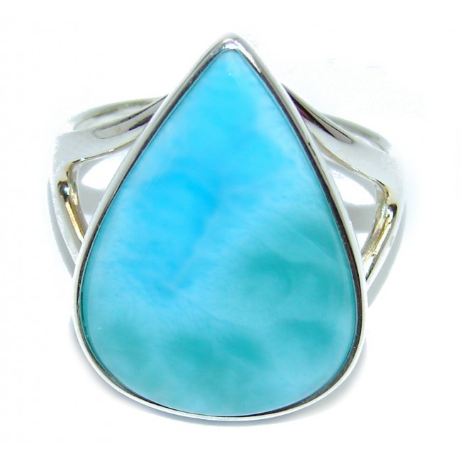 Amazing AAA quality Blue Larimar Sterling Silver Ring size 8 3/4
