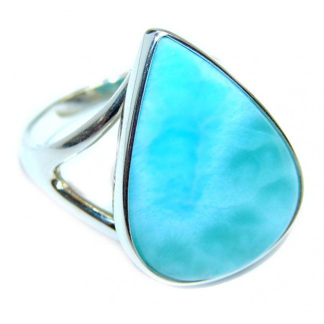Amazing AAA quality Blue Larimar Sterling Silver Ring size 8 3/4
