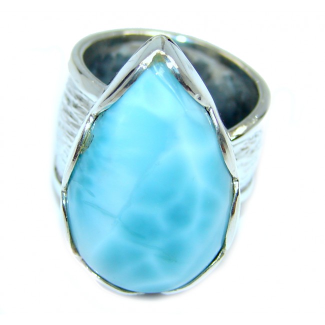 Excellent quality Blue Larimar Sterling Silver Ring size adjustable
