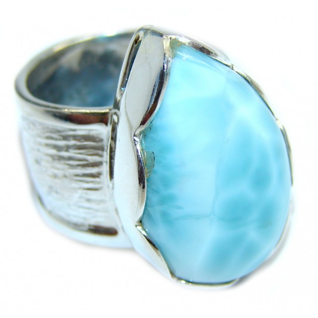 Excellent quality Blue Larimar Sterling Silver Ring size adjustable